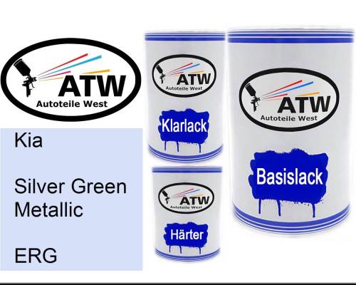 Kia, Silver Green Metallic, ERG: 500ml Lackdose + 500ml Klarlack + 250ml Härter - Set, von ATW Autoteile West.
